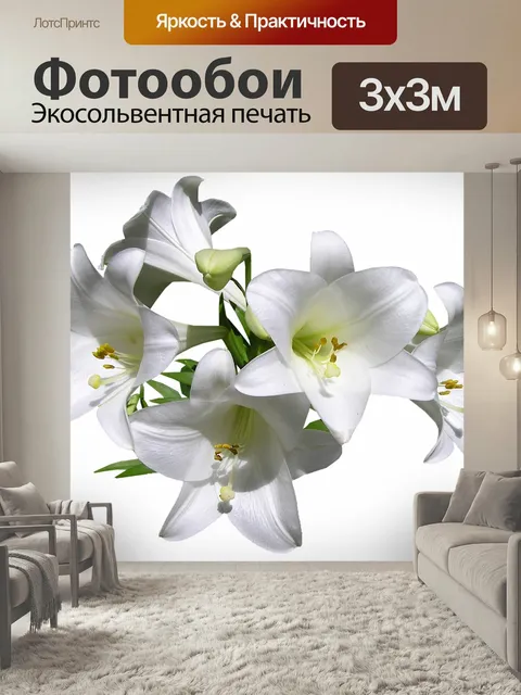 Фотообои Лилии, белый, цветы