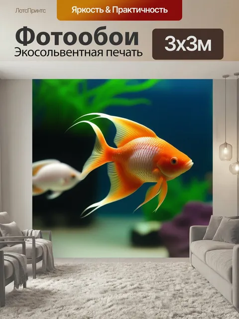 Фотообои Золотая аквариумные рыбки животные