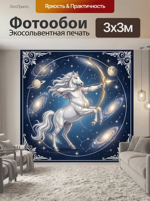 Фотообои Белая лошадь с луком в космосе