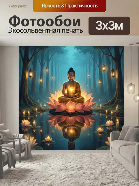 Фотообои Медитирующий Будда в лесу