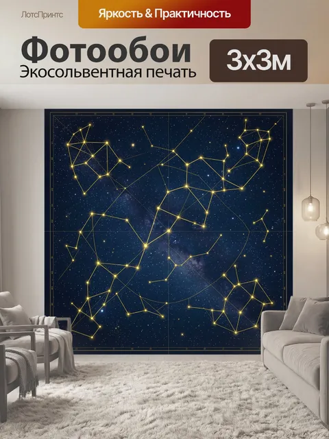 Фотообои Карта созвездий на звездном небе