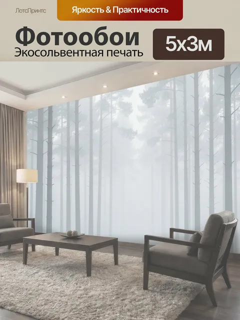 Фотообои Туманный сосновый лес