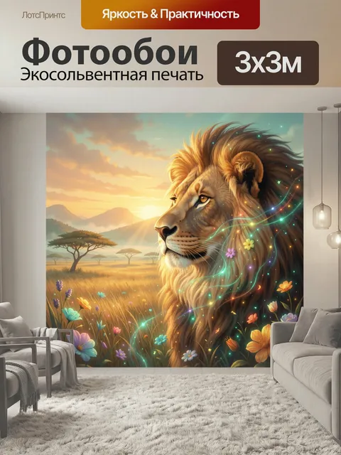 Фотообои Лев на африканской саванне