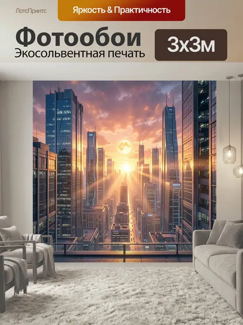 Фотообои Футуристический мегаполис на закате
