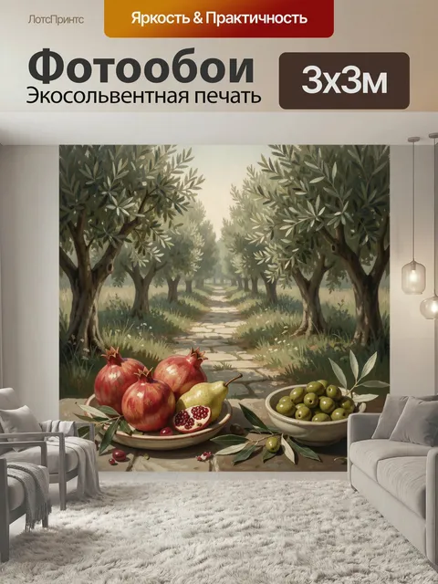 Фотообои Оливковая аллея с фруктами