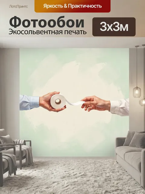 Фотообои Руки с рулоном туалетной бумаги