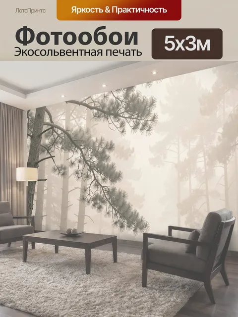 Фотообои Туманный сосновый лес