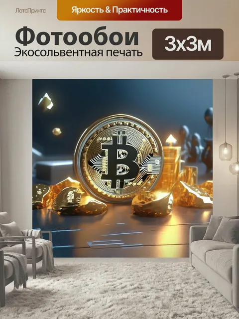 Фотообои Криптовалюта, монета биткоин, финансы Биткоин, монета Криптовалюта