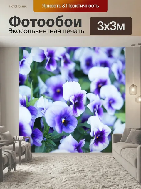 Фотообои Садовые анютины глазки, сад, цветок