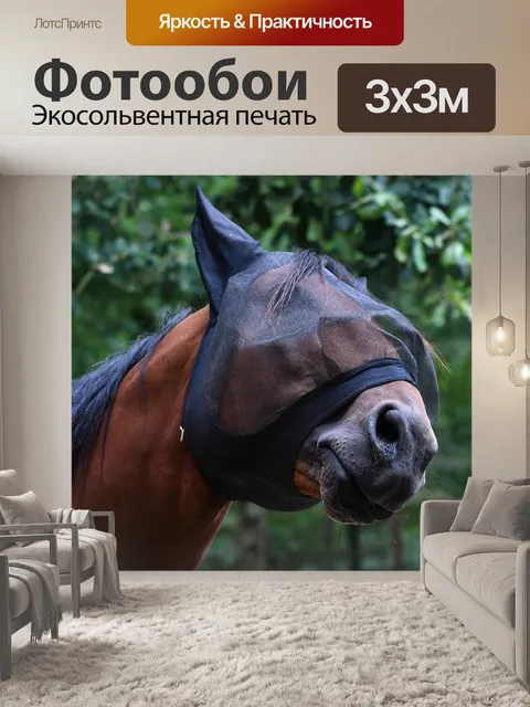 Фотообои Лошадь, маска, москитная сетка