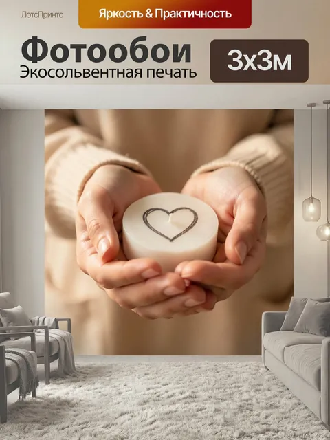 Фотообои Руки с сердцем и свечой