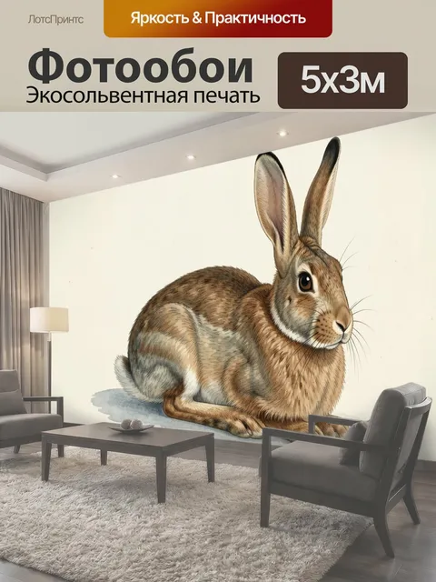 Фотообои Рыжевато-серый заяц в профиль