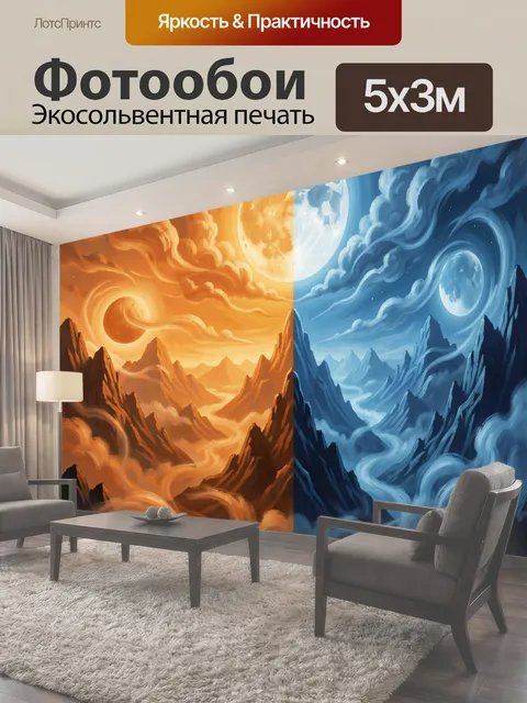 Фотообои Огненный и ледяной пейзаж