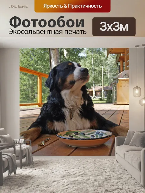 Фотообои Бернский зенненхунд, сидя, ожидающий