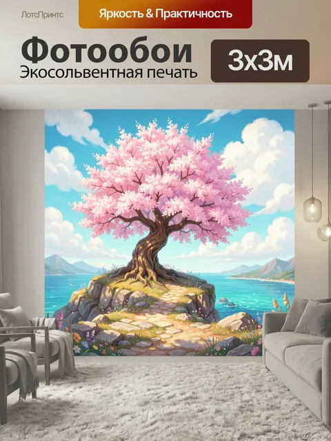 Фотообои Цветущее дерево у моря