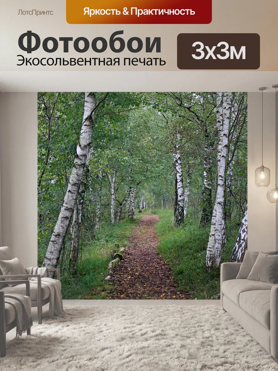 Фотообои Березы, дорожка, тащить