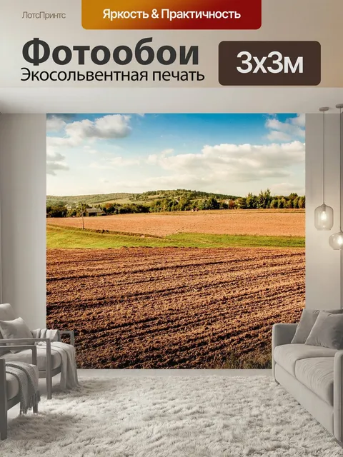 Фотообои Поле, уборка урожая, деревня