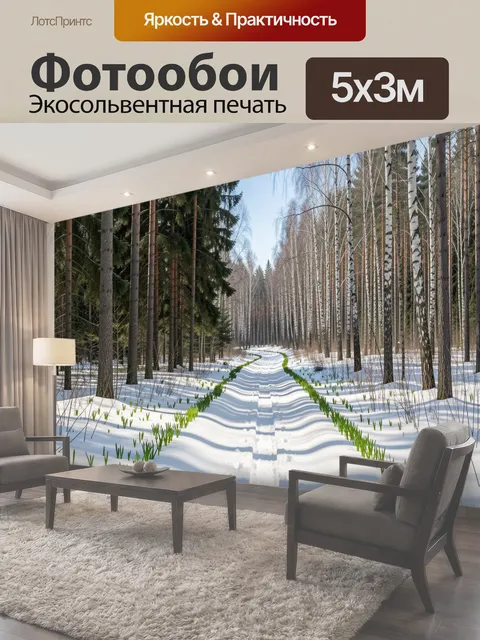 Фотообои Зимний лесной проселок