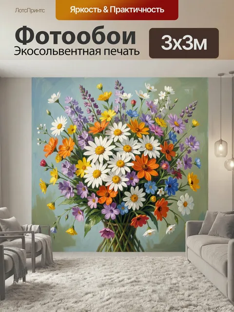 Фотообои Букет полевых цветов в вазе