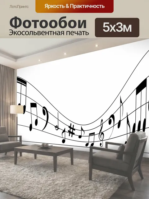 Фотообои Музыка, музыкальные ноты, украшение
