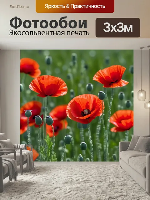 Фотообои Красные маки на поле