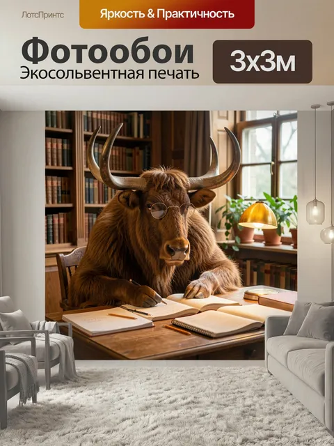 Фотообои Могучий лось с густой коричнево-рыжей шерстью
