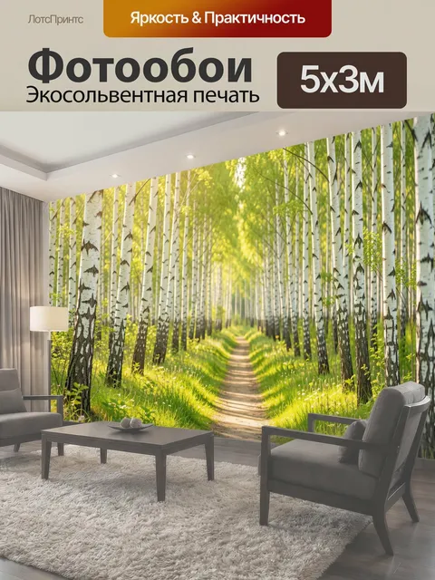 Фотообои Берёзовая аллея с тропинкой