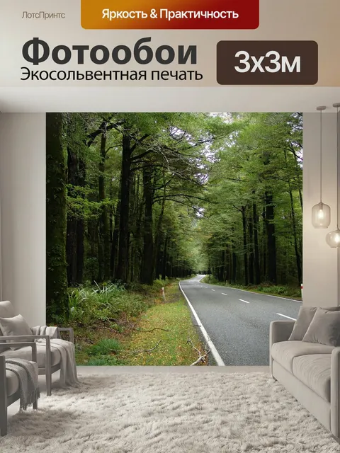 Фотообои Дорога, лес, шоссе