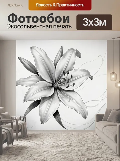 Фотообои Белоснежная лилия в графике