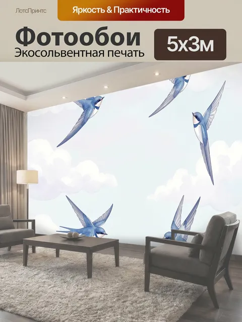 Фотообои Ласточки в облачном небе