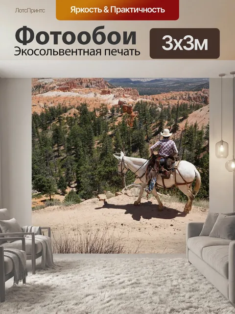 Фотообои Ковбой, лошадь, брайс-каньон